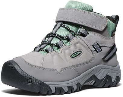 KEEN Unisex Children's Targhee 4 Mid Waterproof Hiking Boots, Alloy granite green, 30 EU