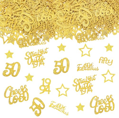 GoldRock Konfetti 50 Geburtstag Deko Groß 2,5-6cm, Deko 50. Geburtstag Mann,Deko 50 Geburtstag Frau,Streudeko 50. Geburtstag Deko,Tischdeko Geburtstag 50,Geburtstagsdeko 50,Deko zum 50 Geburtstag Gold