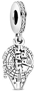 Charm Halcon Millennial Star Wars in argento sterling 925 compatibile con braccialetto Pandora, Adecuado para Pandora, Argento sterling, Zirconia cubica