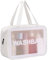 SZDPC Groß Kulturbeutel Damen & Herren, Reise Kulturtasche mit Tragegriff, matt durchscheinende Duschtasche (White-L)