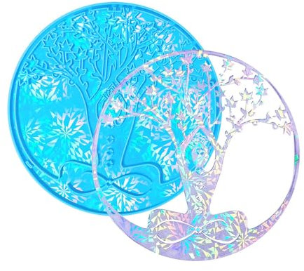 TONXX Moule de décoration Murale d'arbre de Vie, Cristal holographique, en résine époxy, Moule Suspendu en Silicone, Outil de Moulage Artisanal DIY