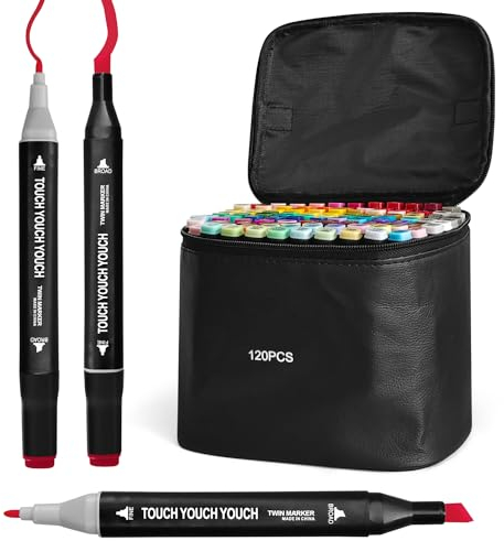 Amazing Tour Graphic Marker Pens, 120+2 Colors Drawing Art Markers Artist Dual Tips Permanent for Kids Colouring Books Adults Art Markers with Black Bag