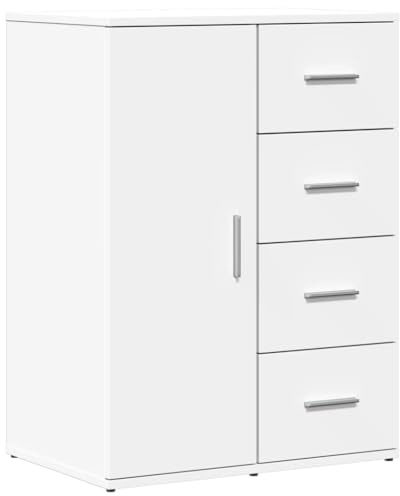 vidaXL Sideboard, Kommode mit Stauraum, Beistellschrank für Wohnzimmer Küche Flur, Anrichte Schrank Highboard, Modern, Weiß Holzwerkstoff