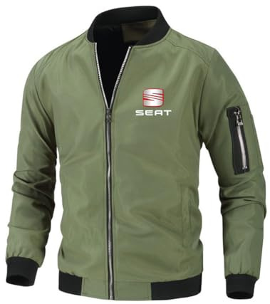 GIOPSQ Veste bomber légère Se-at pour hommes coupe-vent coupe ajustée manteau actif vêtements d'extérieur veste/D/M