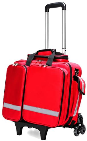 Medizinische Trolley-Tasche mit Rädern Professionelle Erste-Hilfe-Kits Tasche mit inneren Teilern, große Kapazität tragbare Outdoor wasserdicht Notfall First Responder Trauma Tasche, ideal für EMT, EM