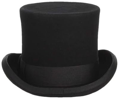 Mnjyihy Frauen Schwarz 54 Zoll Wollfilz Zylinder Für Männer Zylinder Hut Topper Party Fedora Zauberer Hut Präsident Kappe Black XL(60 62cm)