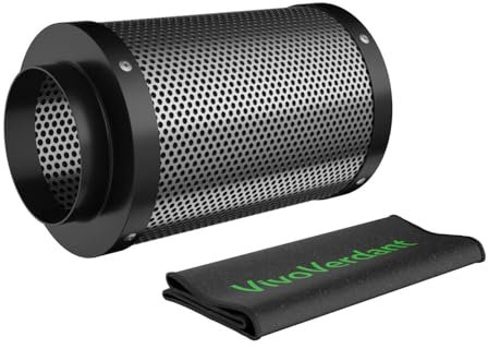 VivoVerdant 150mm x 400mm Aktivkohlefilter mit australischer Aktivkohle, Kohlenstofffilter für Rohrventilator, Geruchsentfernung Luftwäscher für Rohrventilator, Grow-Zelte, 15x40cm carbon filter