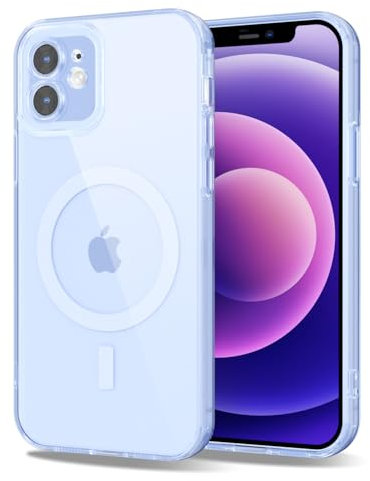 Svanove for iPhone 12 Mini Case Clear Compatible with Magsafe, Transparent Magnetic Magnet Mag Case, Cute Slim Thin Silicone Grip & Shockproof Camera Cover Drop Protection Bumper, Light Blue
