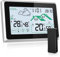 Station météo radio avec capteur extérieur, station météo sans fil pour surveillance de la température et de l'humidité intérieur/extérieur avec prévisions météorologiques, thermomètre, horloge