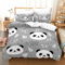 Tomifine Panda Bettwäsche, Süßer Panda Tier Bettbezüge Set mit Reißverschluss für Kinder Jungen Mädchen (155x220cm+80x80cmx2,Grau Weiß)