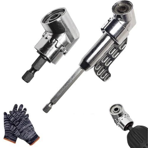 105 Degree Right Angle Drill Adapter, Right Angle Drill Adapter, Corner Tool Screw Hub with Multi-Function Bend Screwdriver Bit, 360°Rotatable Set for 1/4 Drill (Short+Long)