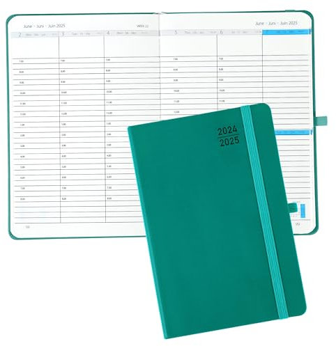 Kalender 2025 Buchkalender A5 60 Minuten-Intervalle Wochenplaner A5,PULeder Terminplaner 2025,14-Monate Terminkalender (Nov.2024-Dez.2025) Planer 2025