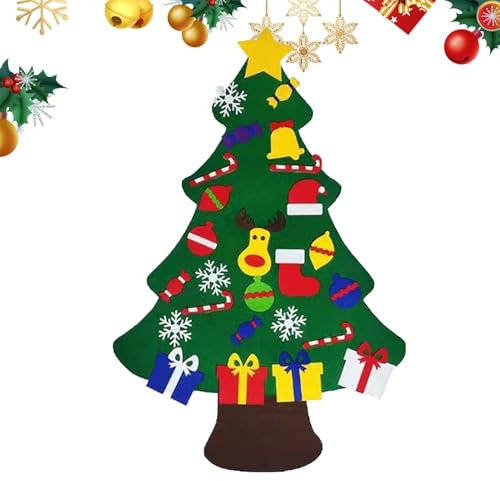 Kit albero di Natale in feltro per bambini - Albero di Natale in feltro per bambini, Albero di Natale in feltro, Decorazioni per albero di Natale in feltro da appendere alla parete, Kit di decorazioni