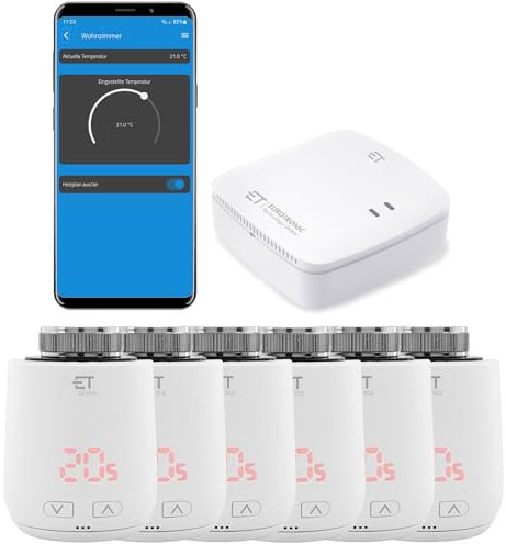 Eurotronic Comet ZZ eco: 6-mal Smartes ZigBee Heizkörperthermostat. ZigBee Funk Heizungssteuerung Set inkl. gratis App und Gateway.