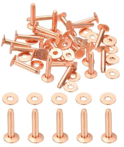 PATIKIL 8x3.3x17mm Rivets Et Rondelles En Cuir, 24 Ensembles De Rivets Et Rondelles En Cuir Pour La Maroquinerie, Ceintures, Portefeuilles, Colliers, Bricolage