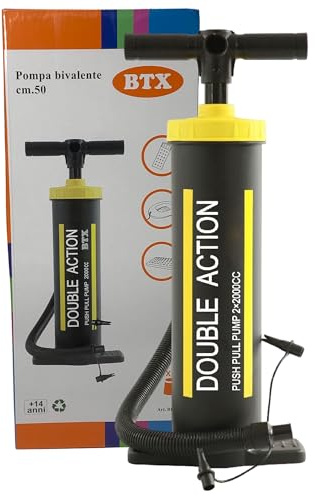 Sicignano | Luftpumpe für Meer, Pool, Garten – für Liegen, Matratzen, Schwimmbäder, Kanus, aufblasbar (zweivalente Pumpe 50 cm)