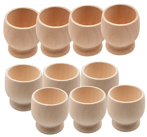 BATHVEVE 10piezas Tazas De De Madera Para Pintar Para Manualidades Infantiles Copa De Sin Bordes Afilados Para Decoración De Pascua y Ejercicios Creativos