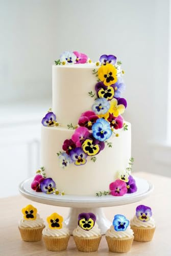 Anglesit Pre-cut Pansy Flowers Edible Wafer Paper Cupcake Toppers Cake Decorations