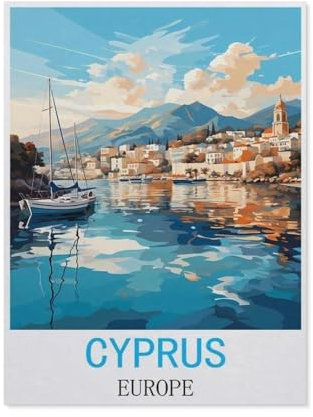 Papier Jigsaw Puzzle 1000 Stück，Zypern Europa Vintage-Reiseplakat，Erwachsene Kinder Spielzeug Dekompressionsspiel（50x70cm）-CP39