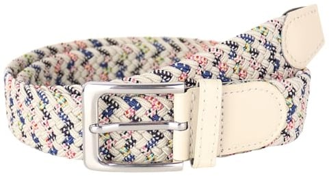 MIRROSI® Flechtgürtel Elastischer Stoffgürtel Flechtgürtel für Damen und Herren (3,5CM Breit, Super Weich) Geflochtener Stretchgürtel UNISEX (Blumen Beige, 105cm (entspricht Bundweite 90cm))
