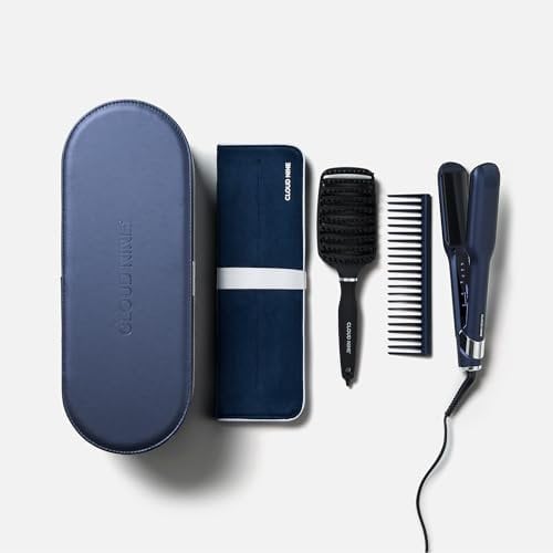 CLOUD NINE 2 in 1 Wide Contouring Pro Hair Straightener | Curved Plates Variable Temperature Control | Floating Ceramic Plates & Quick Heat Control Perect for Curls Waves & Smooth Flicks Revive Mode