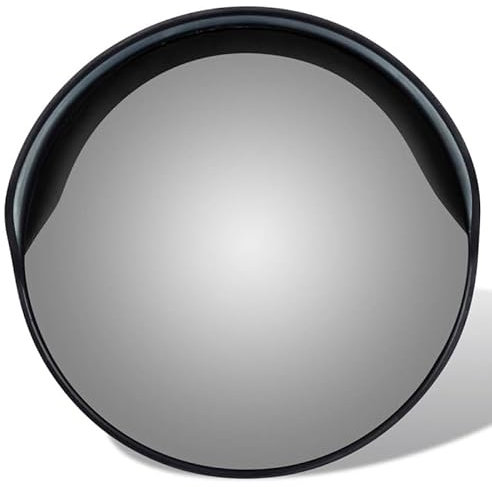 Miroir de signalisation convexe 30 cm noir en plastique PC pour panneaux de parking – Résistant aux intempéries et aux rayures pour une vision claire en extérieur