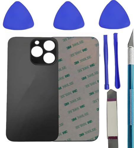Alovexiong Hinterglas Ersatz für iPhone 14 Pro inkl. Reparaturkit | Hinterglas für iPhone 14 Pro, Farbe Schwarz. Das Set beinhaltet Reparaturwerkzeuge zum einfachen Austausch der Rückabdeckung.