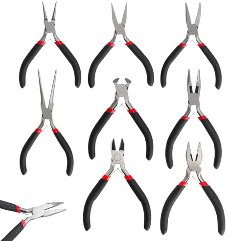 8PCS Pinzas Joyería Set, Mini Herramientas de Precisión en Acero Compactas