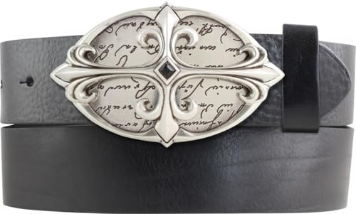 BELTINGER Gürtel aus Vollrindleder mit Letter Cross-Schließe 40mm | Ledergürtel mit Kreuz Buckle für Damen Herren 4,0cm | Leder-Gürtel mit Druckknöpfen 4cm