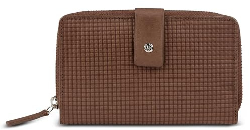 bugatti Noemi Damen-Geldbörse L aus Leder, großes Portemonnaie für Frauen mit RFID-Schutz, Cognac