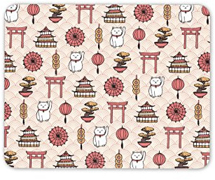 Destination Vinyl Ltd Japanese Theme Mouse Mat Pad - Lucky Cat Japan Bonsai Computer #8789