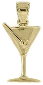14ct Yellow Gold Martini Glass Pendant Necklace - Pendant for Women