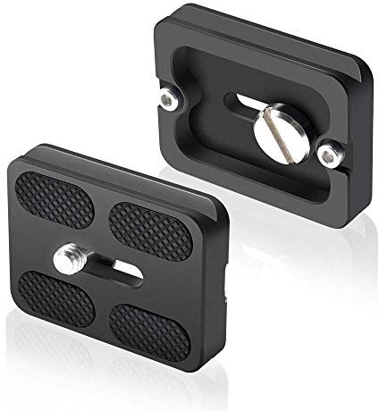 UTEBIT PU-50 Schnellwechselplatte Adapter, 2 Stück Quick Release Plate, Kamera Stativ Arca Swiss Schnellwechselplatte mit 1/4 Kameraschraube, Kompatibel für Stativ Kugelkopf Schnellwechselplatte