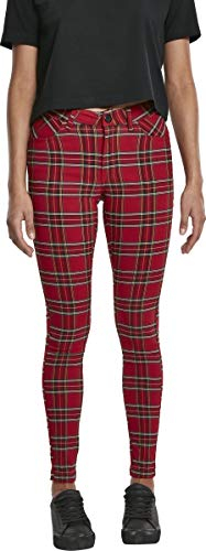 Urban Classics Damen Ladies Skinny Tartan Pants Hose, per Pack Mehrfarbig (red/blk 00200), W(Herstellergröße: 33)