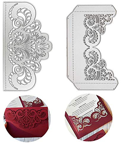 VINFUTUR 2Stk Stanzschablone Grußkarte Metall Prägeschablonen Stanzmaschine Stanzformen Schneiden für DIY Hochzeitkarte Party Einladung Karten Umschlag Scrapbooking Sammelalbum Deko Rose Cutting Dies