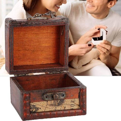 TMISHION Mini-Schmuckschatulle – Basteln aus Holz Vintage Schmuckschatulle Schmuckschatulle (Karte)