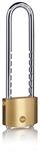 Yale - Y110B/50/155/1/B Standardsicherheit 50 mm Messing Vorhängeschloss, Einstellbarer & abnehmbarer, gehärteter Stahlbügel - 3 Schlüssel