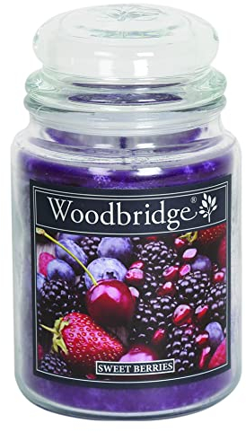 Woodbridge Große Duftkerze im Glas mit Deckel | Sweet Berries | Duftkerze Fruchtig | Kerzen lange Brenndauer | Raumduft für Zuhause | Kerze 2 Docht
