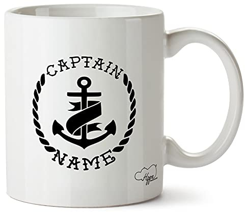 Hippowarehouse Personalised Name Captain Anchor Printed Mug Cup Ceramic 10oz