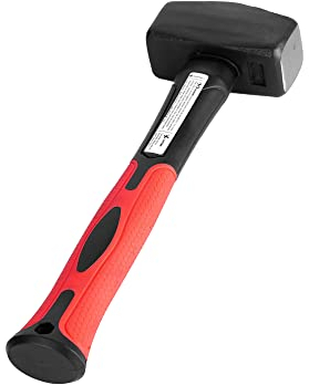 iTrend 1KG Club Hammer with 8 Fibreglass Handle Shaft and Rubber Grip - Forged and Induction Hardened Hammerhead