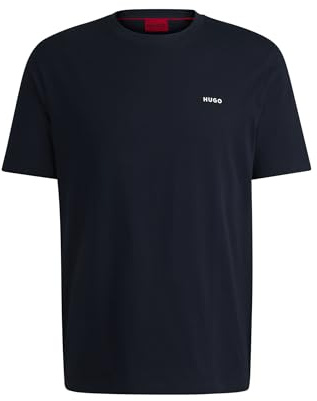 HUGO Herren Dero222 T-Shirt aus Baumwoll-Jersey mit Logo-Print Dunkelblau XS