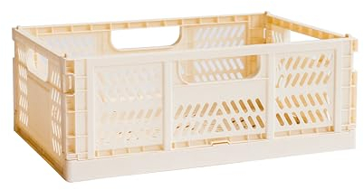 3 Sprouts - Klappboxen Faltbar Stabil - Große, Stapelbare und Robuste Aufbewahrungslösung für Zuhause und Auto - Creme