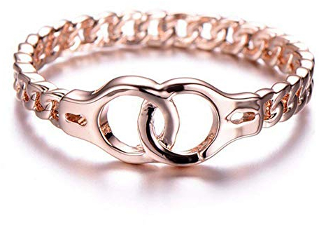 Rosévergoldete Schnallen, Handschellenring für Damen, Finger-Anhänger, Schmuck, Dekoration, 18 Karat Rotgold, Handschellen, Ring, Roségold, 6 Stück
