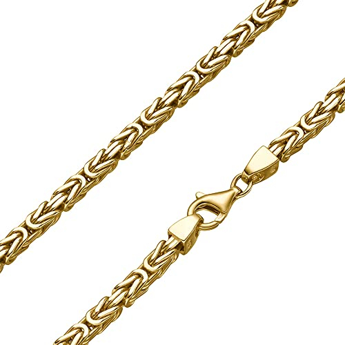 SchmuckForever Vergoldete 4mm Königskette 925 Silber massiv - Länge Wählbar Gold Vergoldet Collier Halskette oder Armband (50)