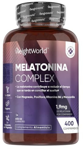 Melatonina 1,9 mg Complex con Magnesio, Vitamina B6, Pasiflora y Manzanilla - 400 Comprimidos de Liberación Prolongada para más de 2 Año de Suministro - Sin Gluten, Apto para Veganos