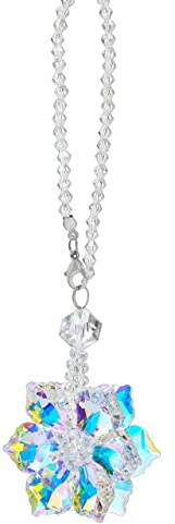 H&D HYALINE & DORA Kristall Schneeflocke Auto Anhänger Glück Hängende Ornament Auto Innenspiegel Dekoration Auto Zubehör Home Decor
