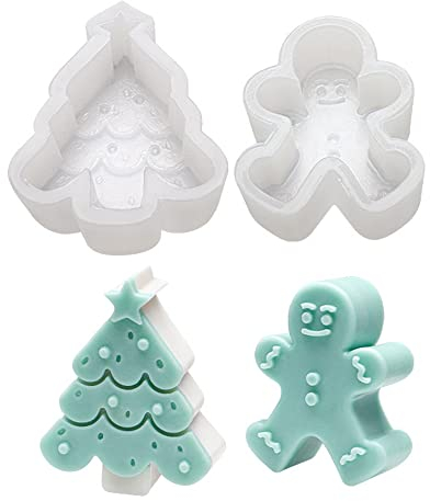 Hezhou 2 Stücke Kerzen Silikonform Weihnachten Silikonform Kerzenform Schneemann Kerzen Formen Christbaumkerzenform Kerze Silikonform Weihnachten Stil Aromatherapie Form Handgemachte Form