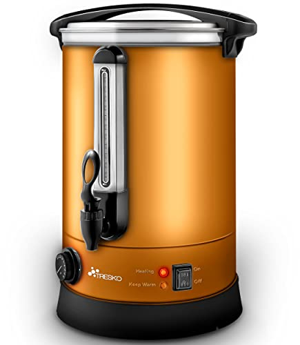 TRESKO® Dispensador de Bebidas Calientes y Frías de Acero Inoxidable 10L | Acciaio Inox | 1500W | Hervidor de Vino, Agua Caliente, Té, Café | Caldera de Cocción Automática | Olla eléctrica
