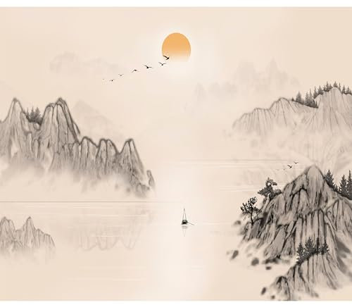 murando Fototapete Premium-Vlies Landschaft Japan 400x280cm Foto Tapete Schlafzimmer Wohnzimmer Vliestapete XXL Wandtapete Motivtapeten Bildtapete 3d Effekt Wand Dekoration Gebirge Vogel Asien Natur