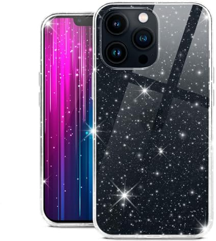 moex Sparky Case für iPhone 13 Pro Hülle mit Glitzer Effekt aus Silikon, durchsichtige Handyhülle dünn und weich, Schutzhülle transparent glitzernd Design Cover, Klar